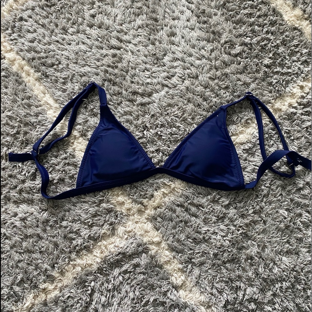 Navy triangle bikini top